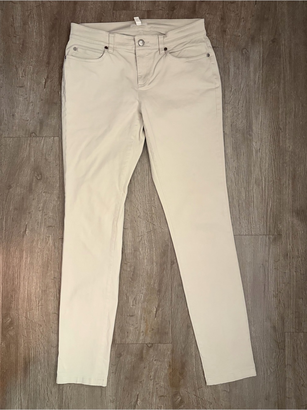 Eileen Fisher Organic Cotton Stretch Pants Beige Size 6 Five Pocket